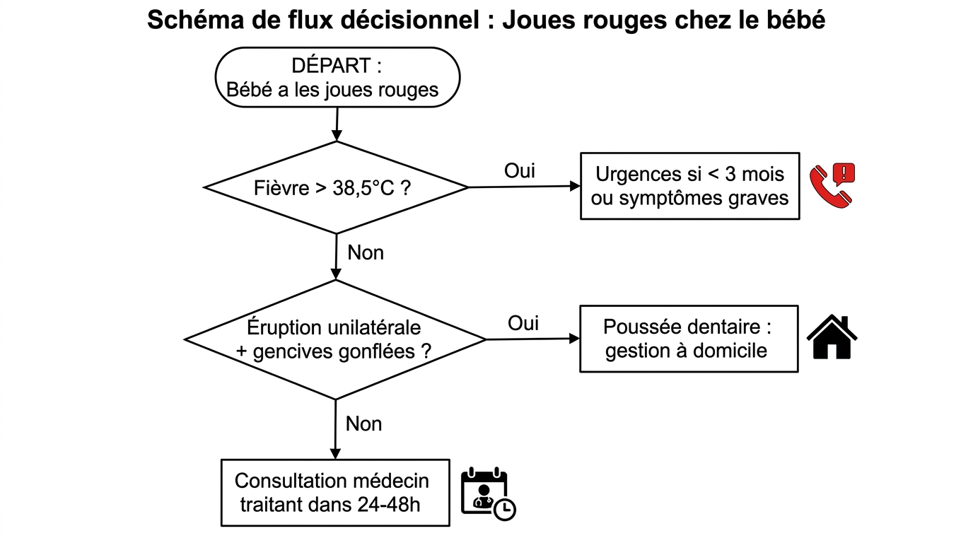 Schéma décisionnel quand consulter pour bébé aux joues rouges