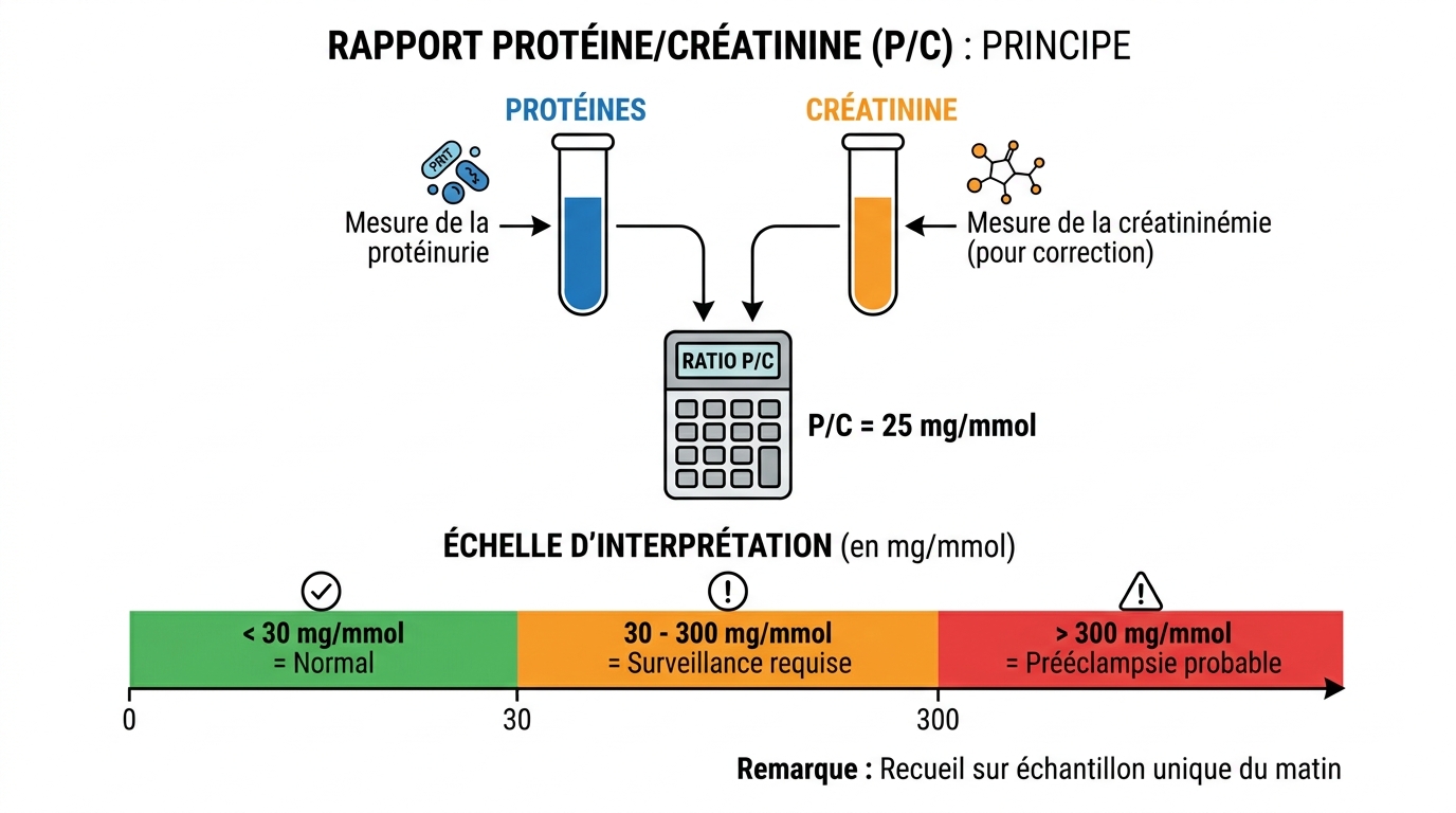 Schéma calcul rapport protéine créatinine urinaire prééclampsie