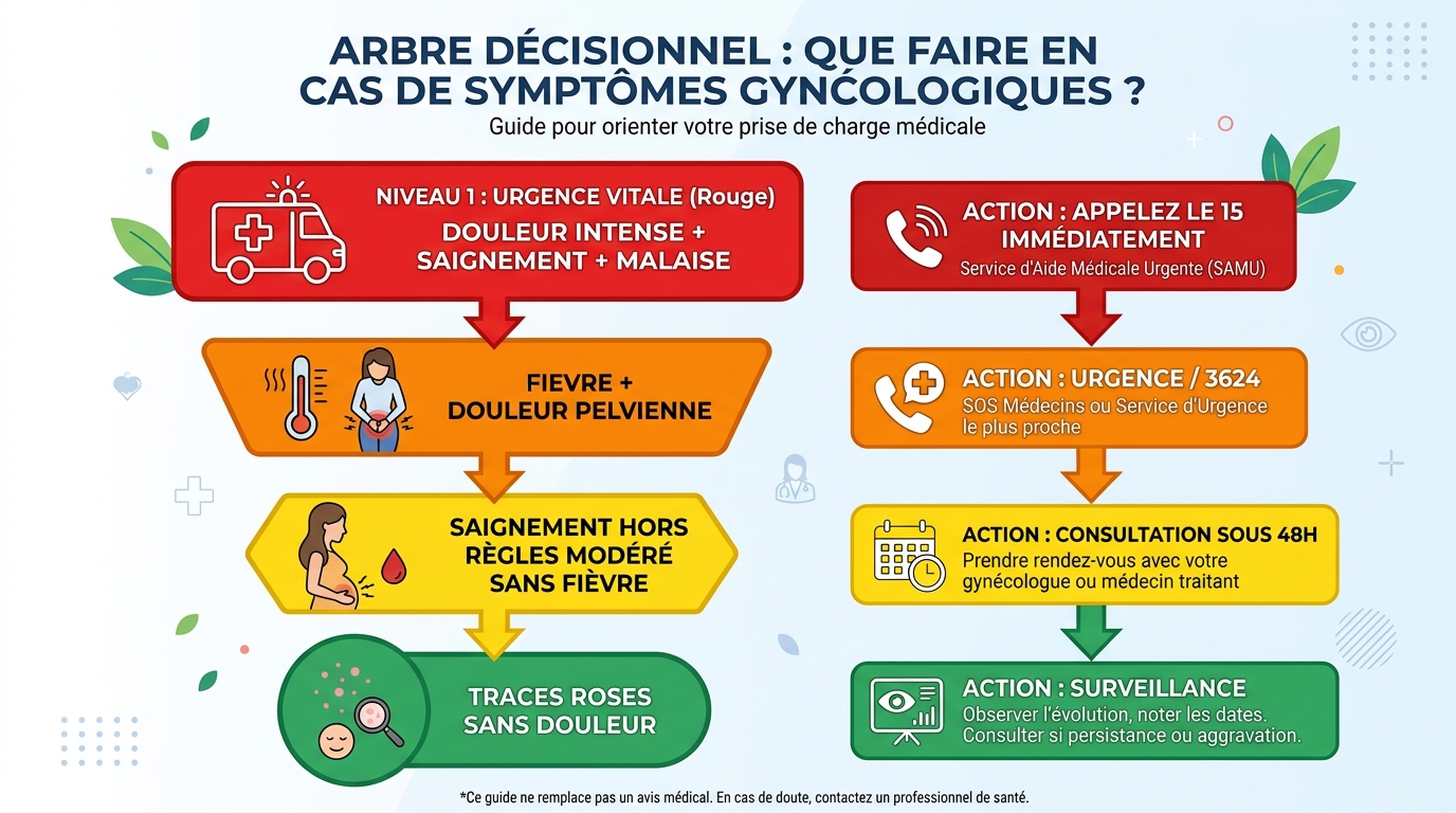 Arbre décisionnel urgence médicale pour douleur bas-ventre et saignement