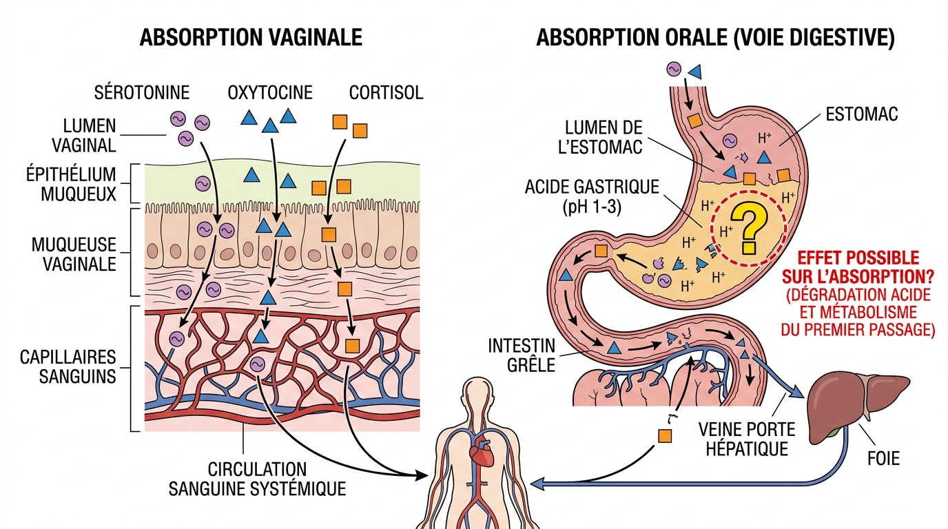 Schéma absorption hormones sperme muqueuse vaginale