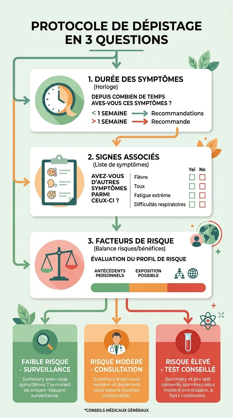 Infographie protocole 3 questions dépistage ballonnement grave
