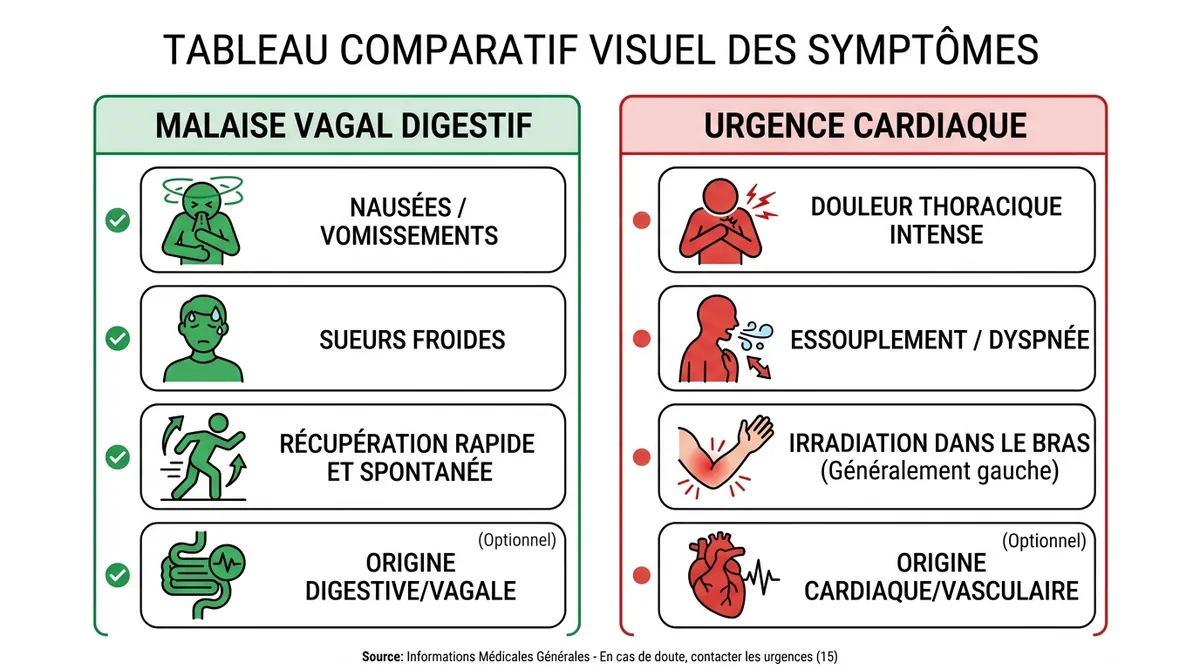 Tableau comparatif malaise vagal vs crise cardiaque