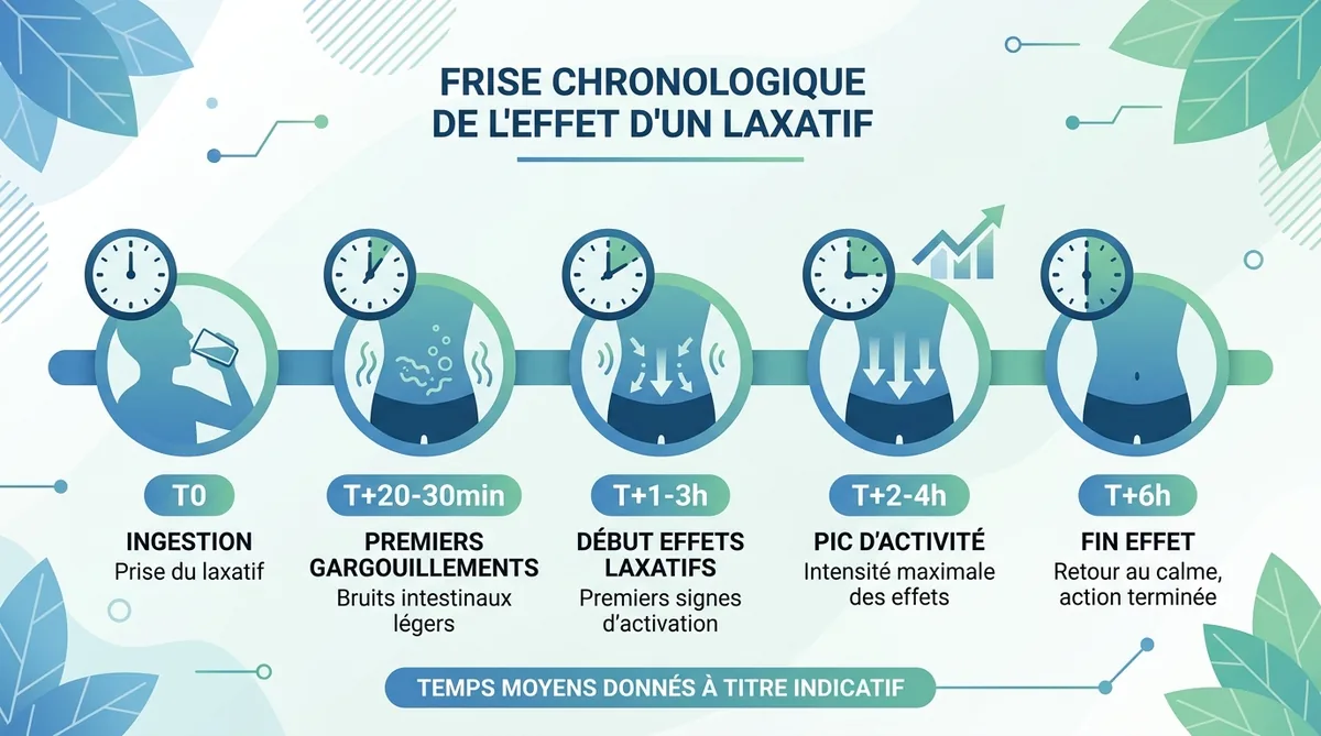 Timeline délai action Picoprep de 20 minutes à 4 heures