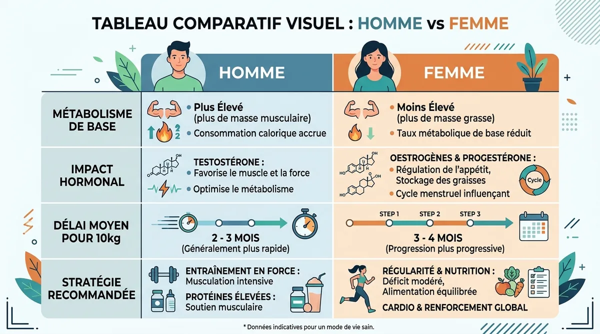 Comparaison perte de poids arrêt alcool homme femme délais