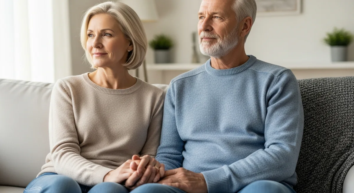 Couple mature se tenant la main pour renouer l'intimité après une période d'abstinence