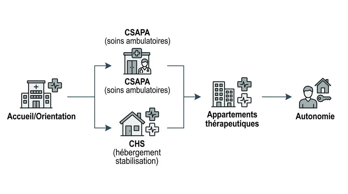 Schéma parcours de soins CSAPA CHS Oppelia Charonne