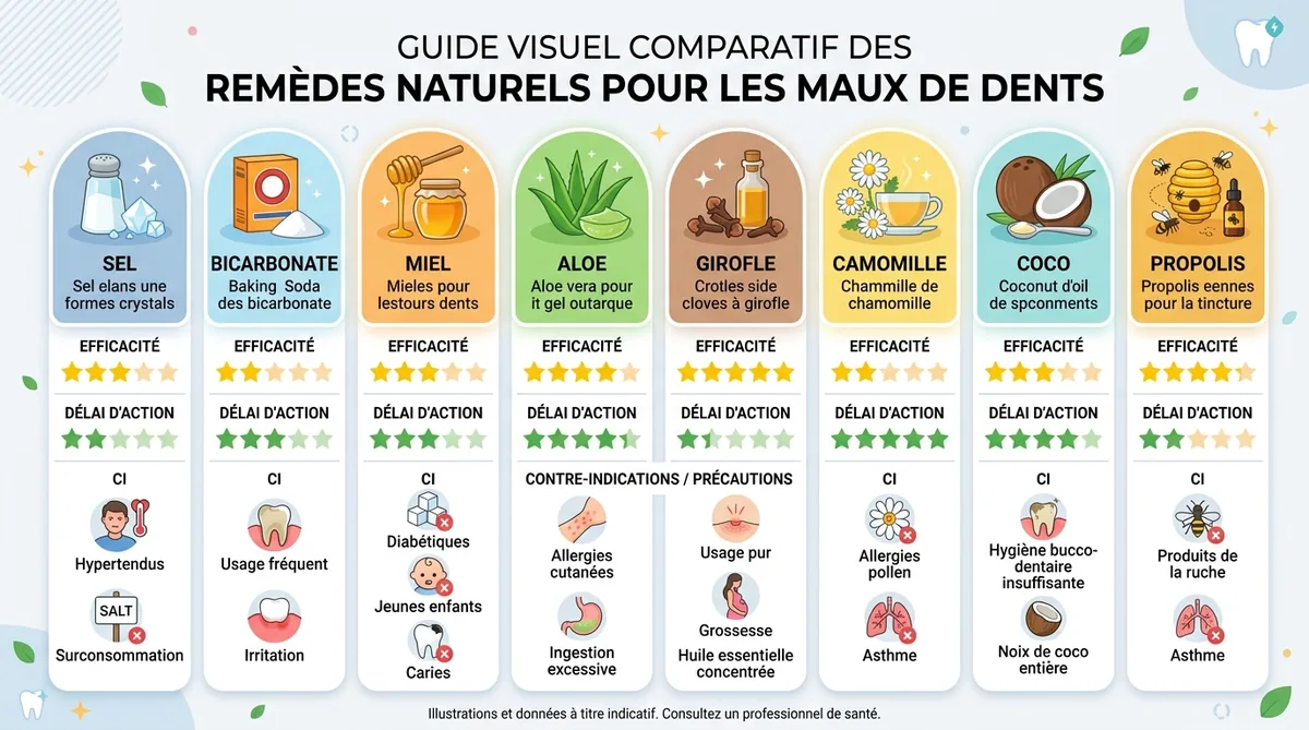 Tableau comparatif remèdes naturels bouton langue efficacité délai