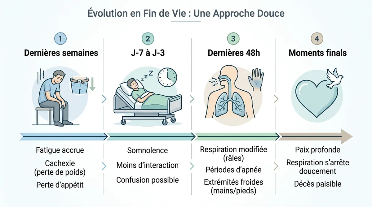 Timeline fin de vie cancer os dernières semaines jours signes annonciateurs