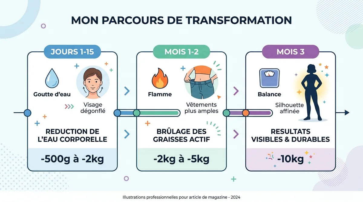 Timeline perte de poids 10 kilos arrêt alcool 15 jours à 3 mois