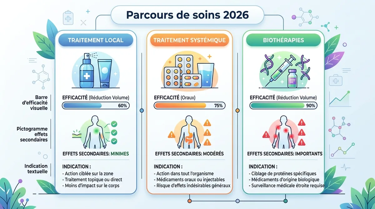 Infographie comparatif traitements polypose nasale 2026