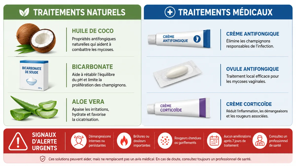 Infographie traitements naturels et médicaux prurit vulvaire